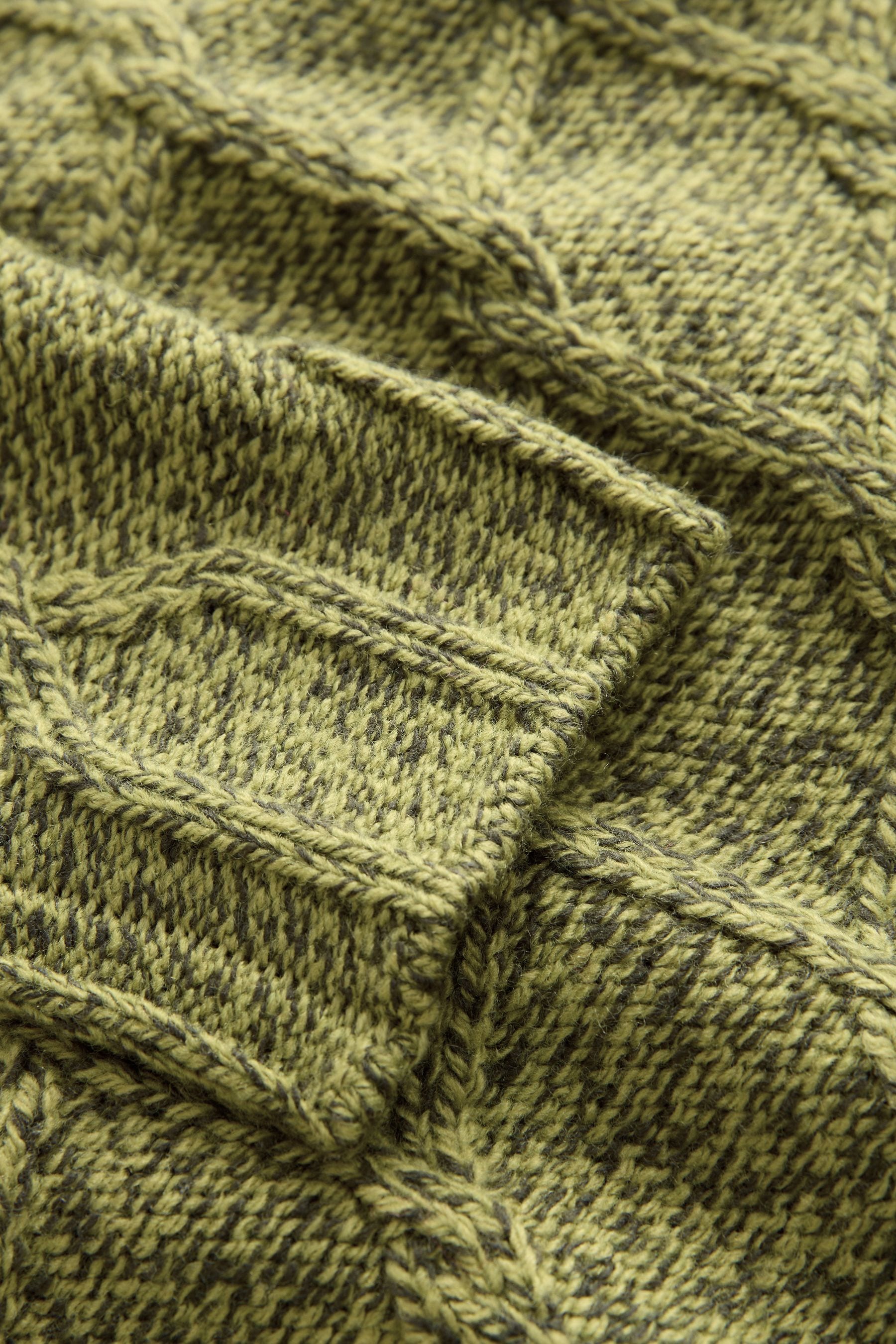 Green Khaki Olive Crew Neck Cable Knitted Jumper With Wool from Next Latvia