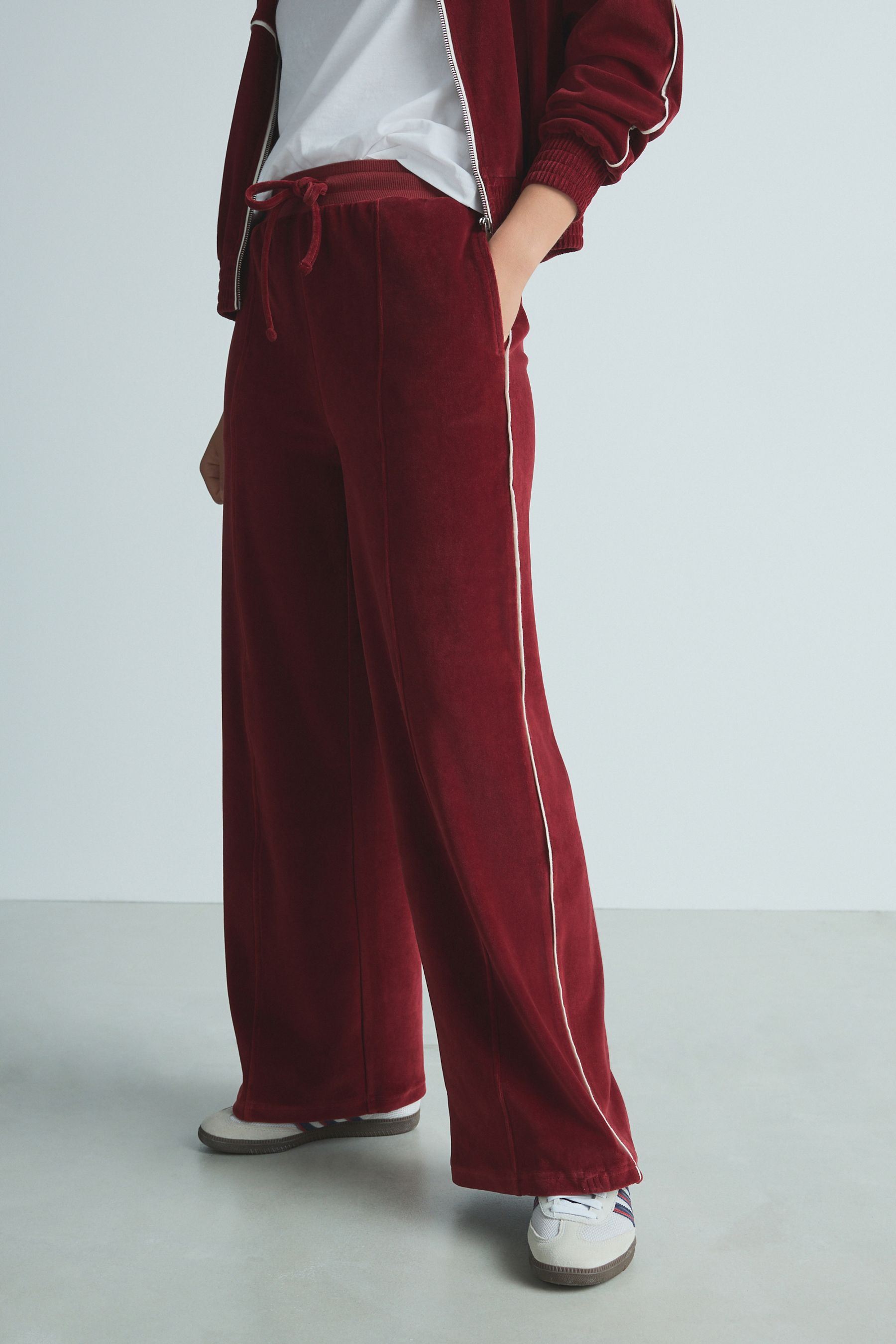 Burgundy Red Velour 100 Cotton Joggers