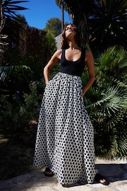 Ro&Zo Mono Geo Print Skirt Maxi Black Dress - Image 2 of 5