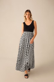 Ro&Zo Mono Geo Print Skirt Maxi Black Dress - Image 3 of 5