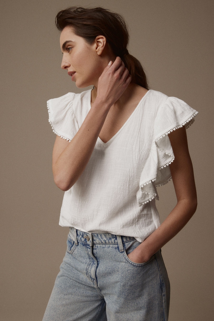 Buy Laura Ashley White Ruffle Frill Top from the Next UK online shop