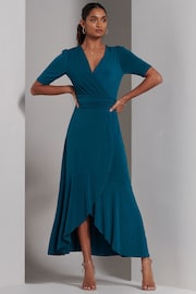 Jolie Moi Blue Olana Jersey Frill Hem Maxi Dress - Image 1 of 6