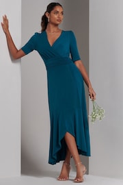 Jolie Moi Blue Olana Jersey Frill Hem Maxi Dress - Image 5 of 6