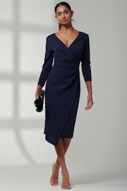 Jolie Moi Blue Violetta 3/4 Sleeve Bodycon Dress - Image 5 of 6