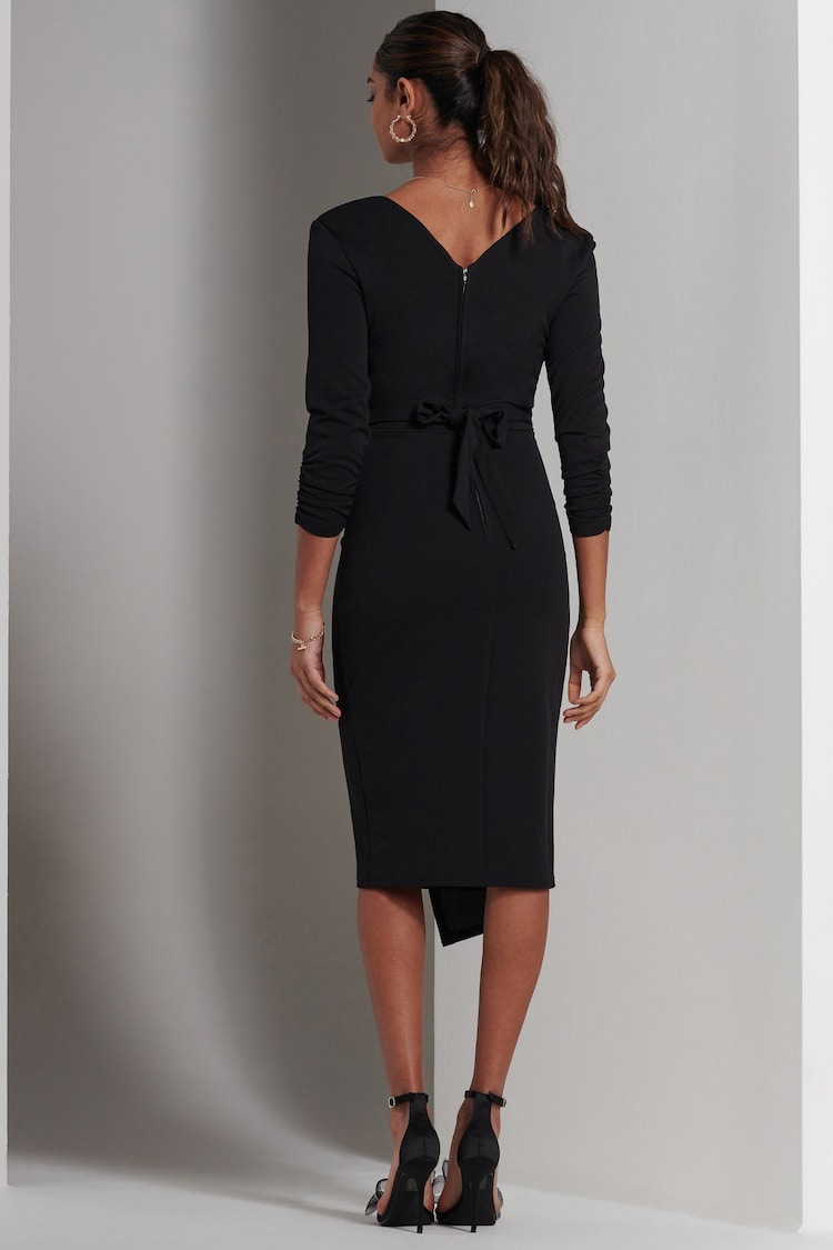 Jolie Moi Black Violetta 3/4 Sleeve Bodycon Dress - Image 2 of 6