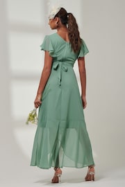 Jolie Moi Green Vicky Chiffon Frill Maxi Dress - Image 2 of 6