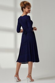 Jolie Moi Blue V-Neck Fit & Flare Jersey Midi Dress - Image 2 of 6