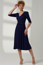 Jolie Moi Blue V-Neck Fit & Flare Jersey Midi Dress - Image 6 of 6