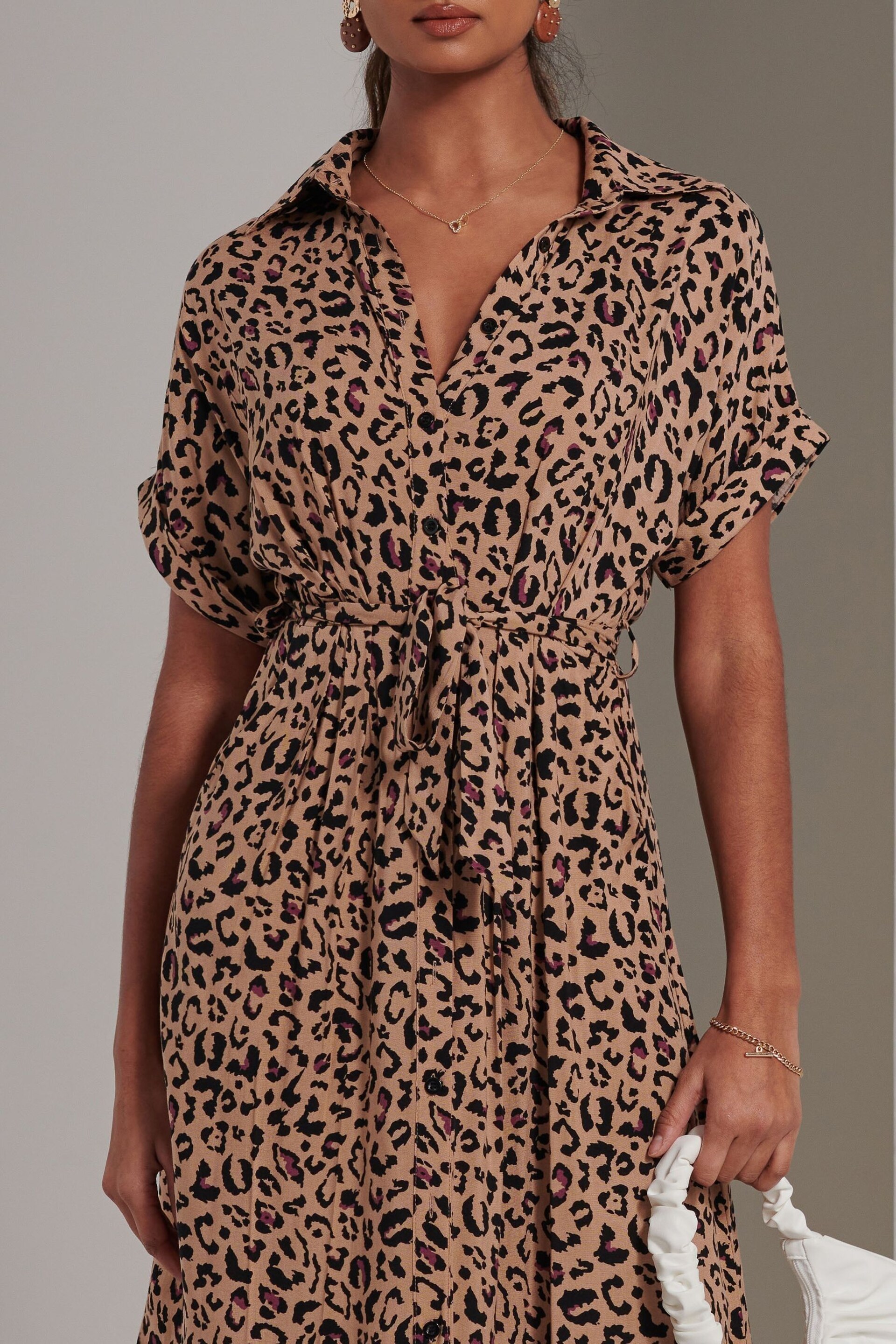 Jolie Moi Animal Drop Shoulder Shirt Maxi Dress - Image 3 of 6