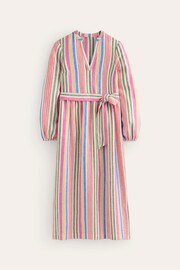 Boden Pink Petite Linen Stripe Maxi Notch Neck Dress - Image 5 of 5