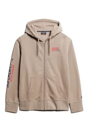 Superdry Brown Sportswear Logo Loose Zip Hoodie - Image 4 of 6