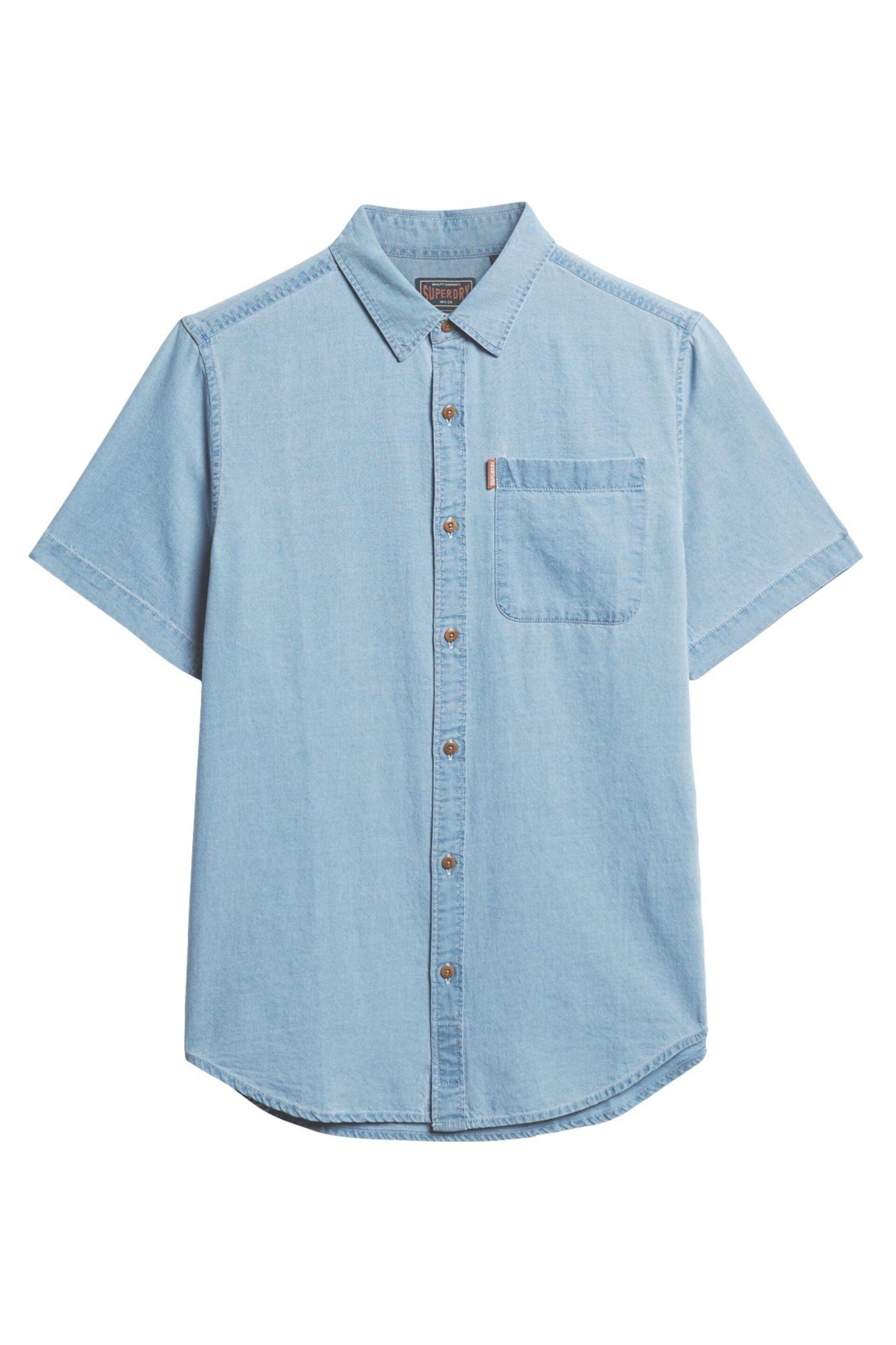 Superdry Blue Vintage Loom Short Sleeve Shirt - Image 4 of 6