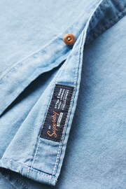 Superdry Blue Vintage Loom Short Sleeve Shirt - Image 5 of 6