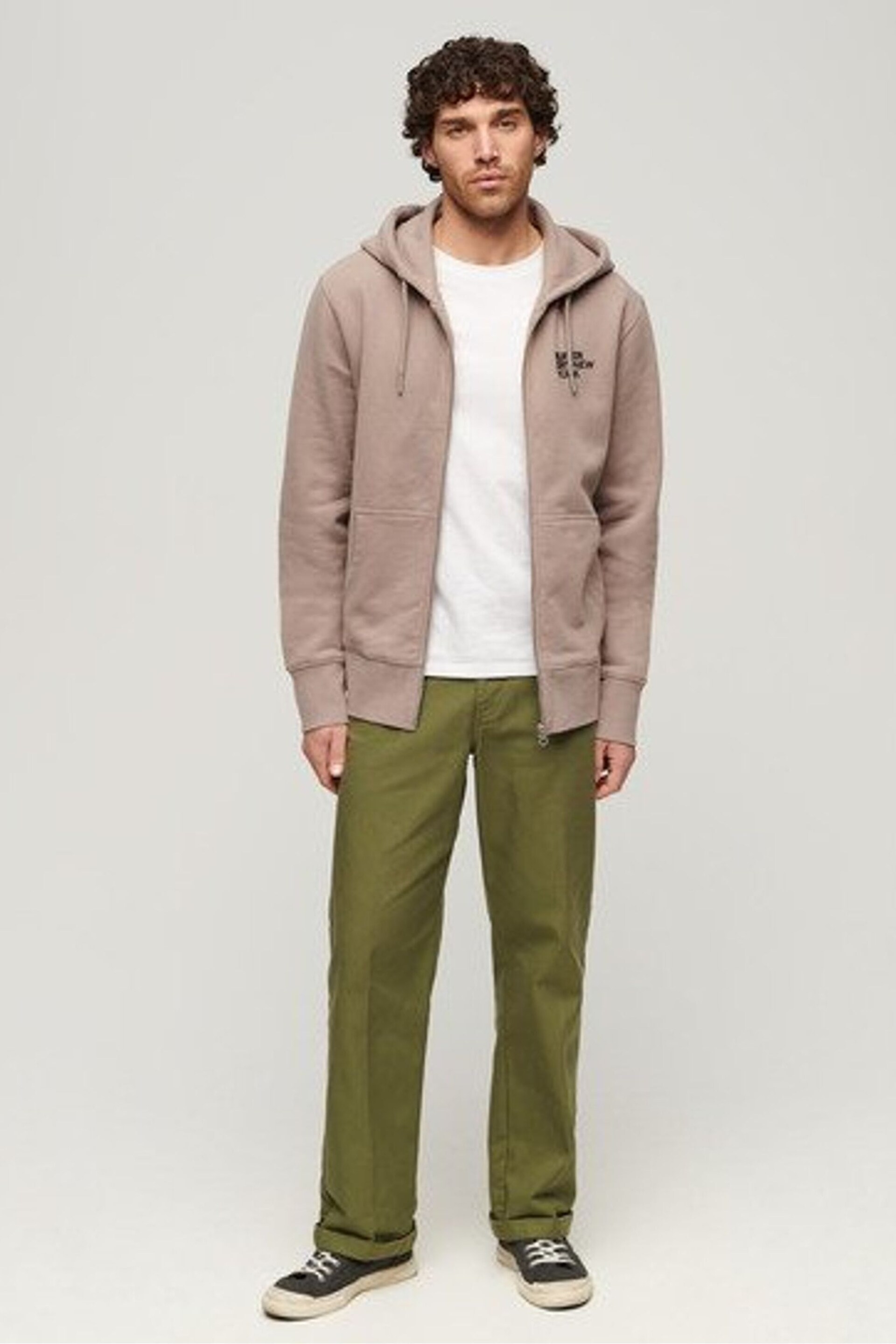 Superdry Brown Luxury Sport Loose Zip Hoodie - Image 3 of 6