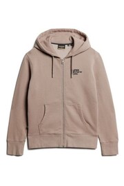 Superdry Brown Luxury Sport Loose Zip Hoodie - Image 4 of 6