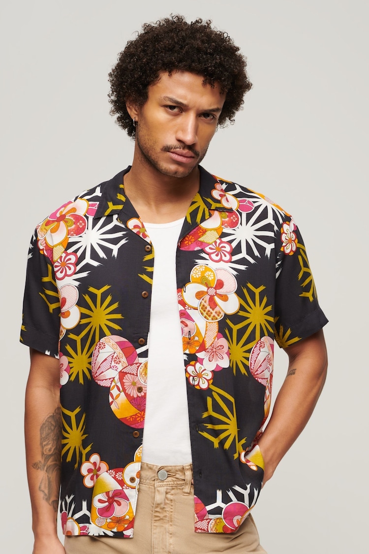 Superdry Black 100% Cotton Hawaiian Resort Shirts - Image 1 of 6