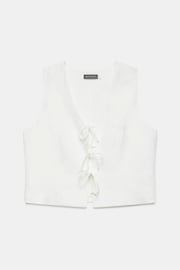 Mint Velvet White Linen Waistcoat Top - Image 3 of 4