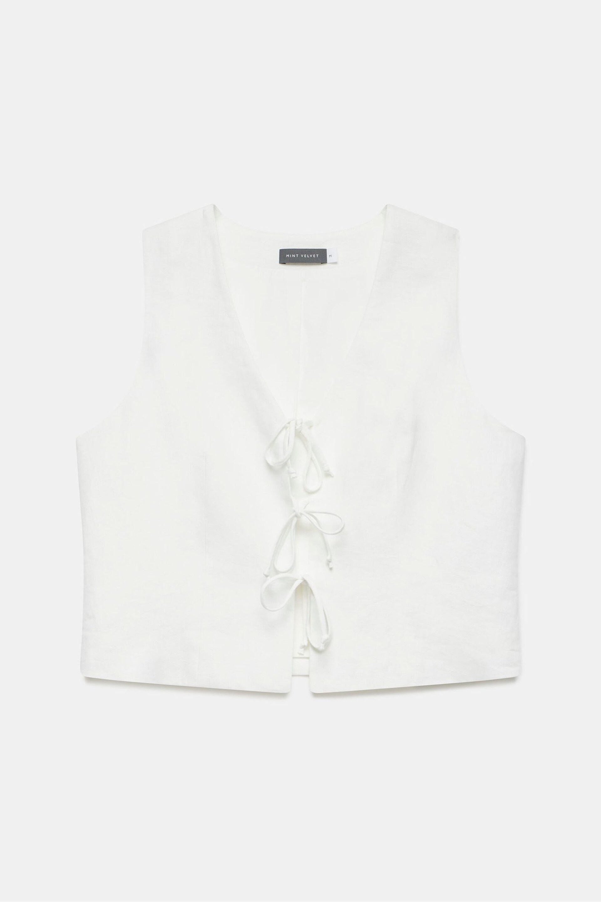 Mint Velvet White Linen Waistcoat Top - Image 3 of 4