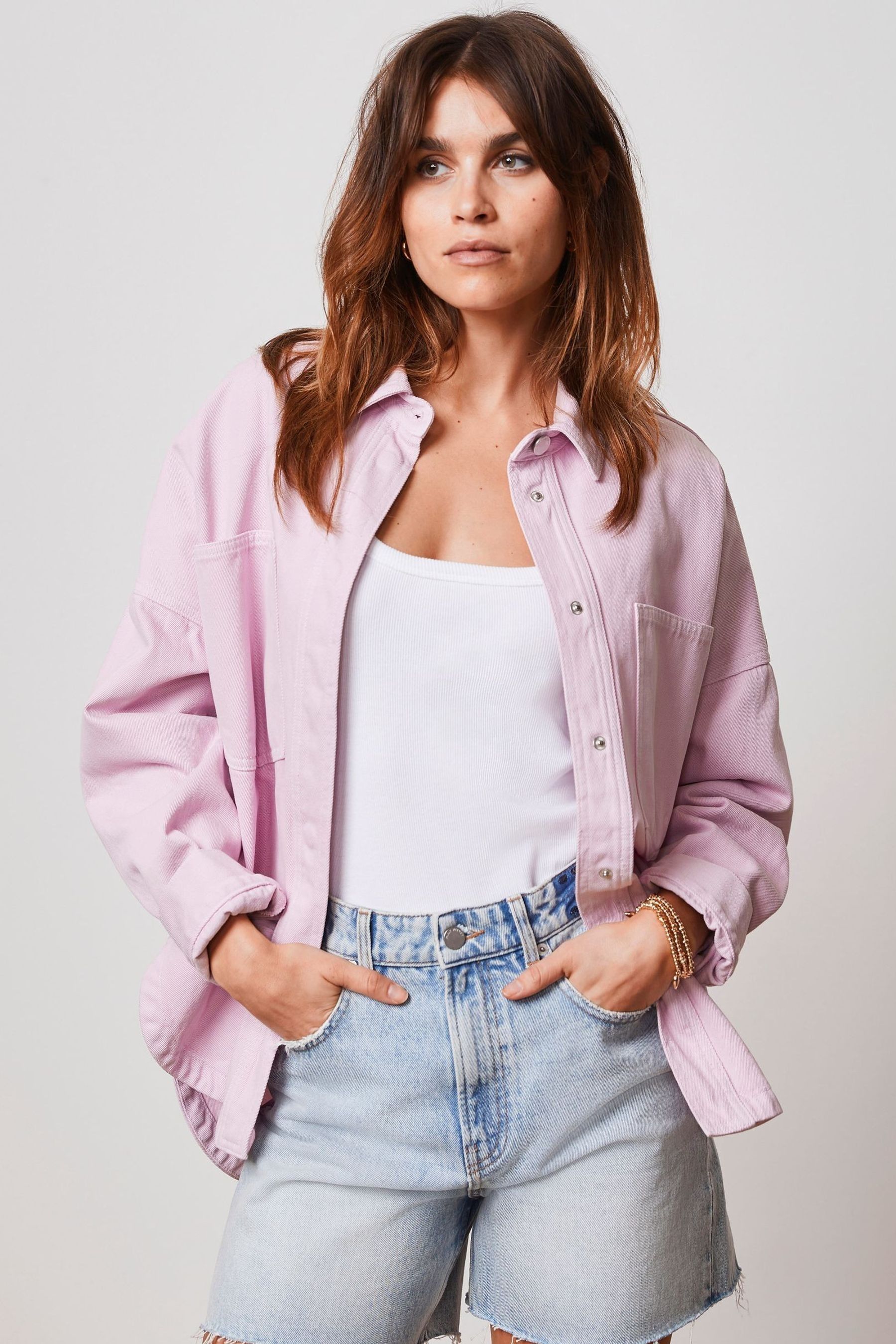 Buy Mint Velvet Purple Cotton Casual Shacket from Next Luxembourg