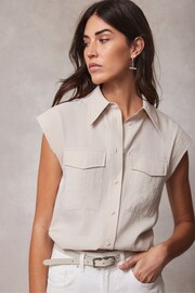 Mint Velvet Cream Sleeveless Utility Shirt - Image 4 of 8