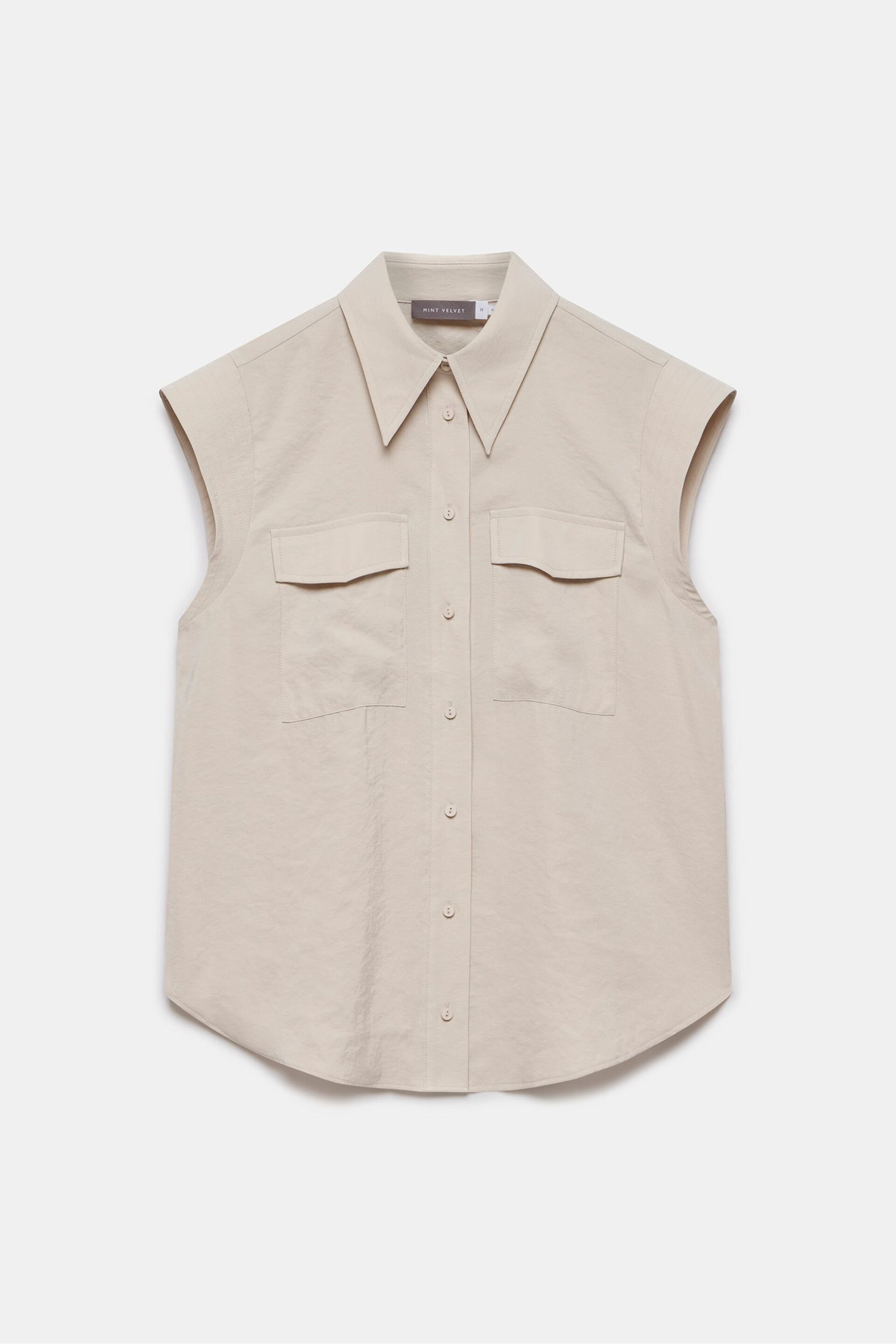 Mint Velvet Cream Sleeveless Utility Shirt - Image 5 of 8