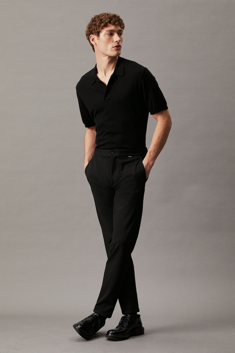 Calvin Klein Black Cotton Silk Polo Shirt - Image 1 of 4