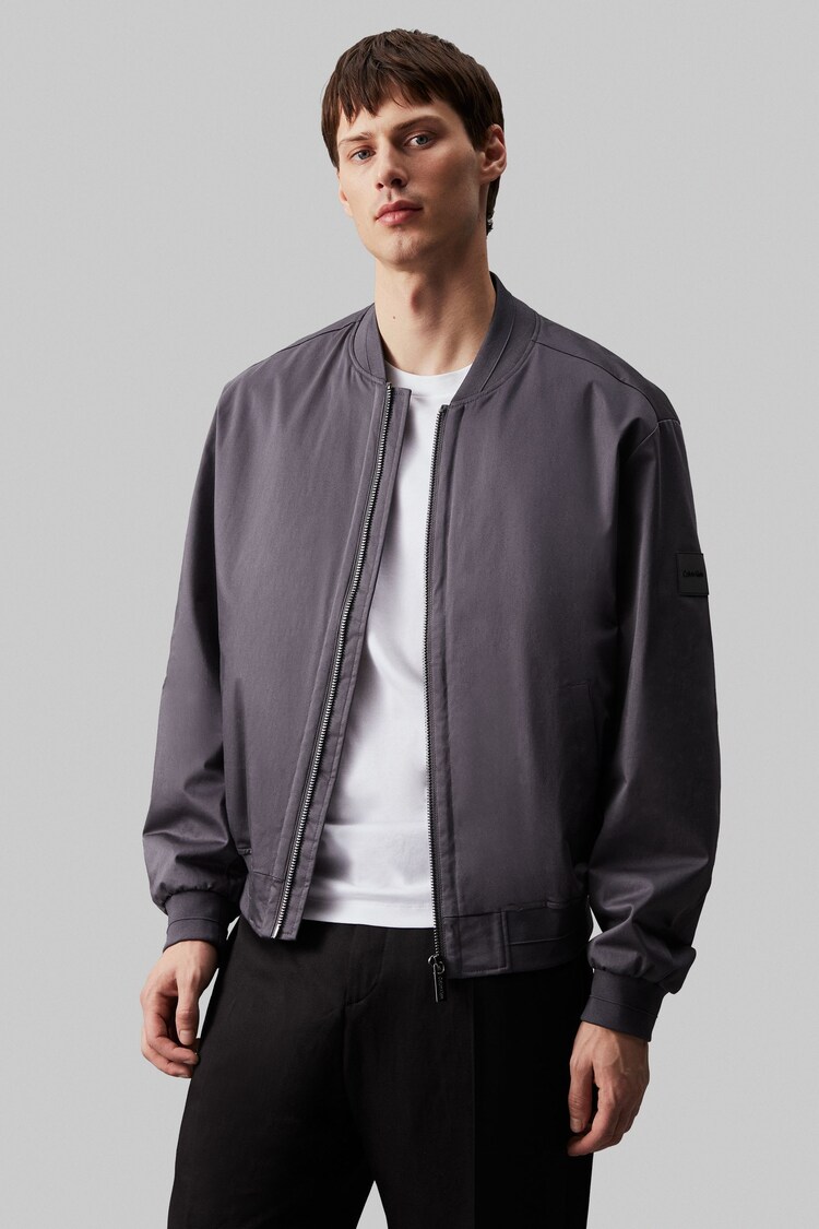 Calvin Klein Grey Sat Shirt Stretch Hero Bomber Jacket - Image 1 of 5