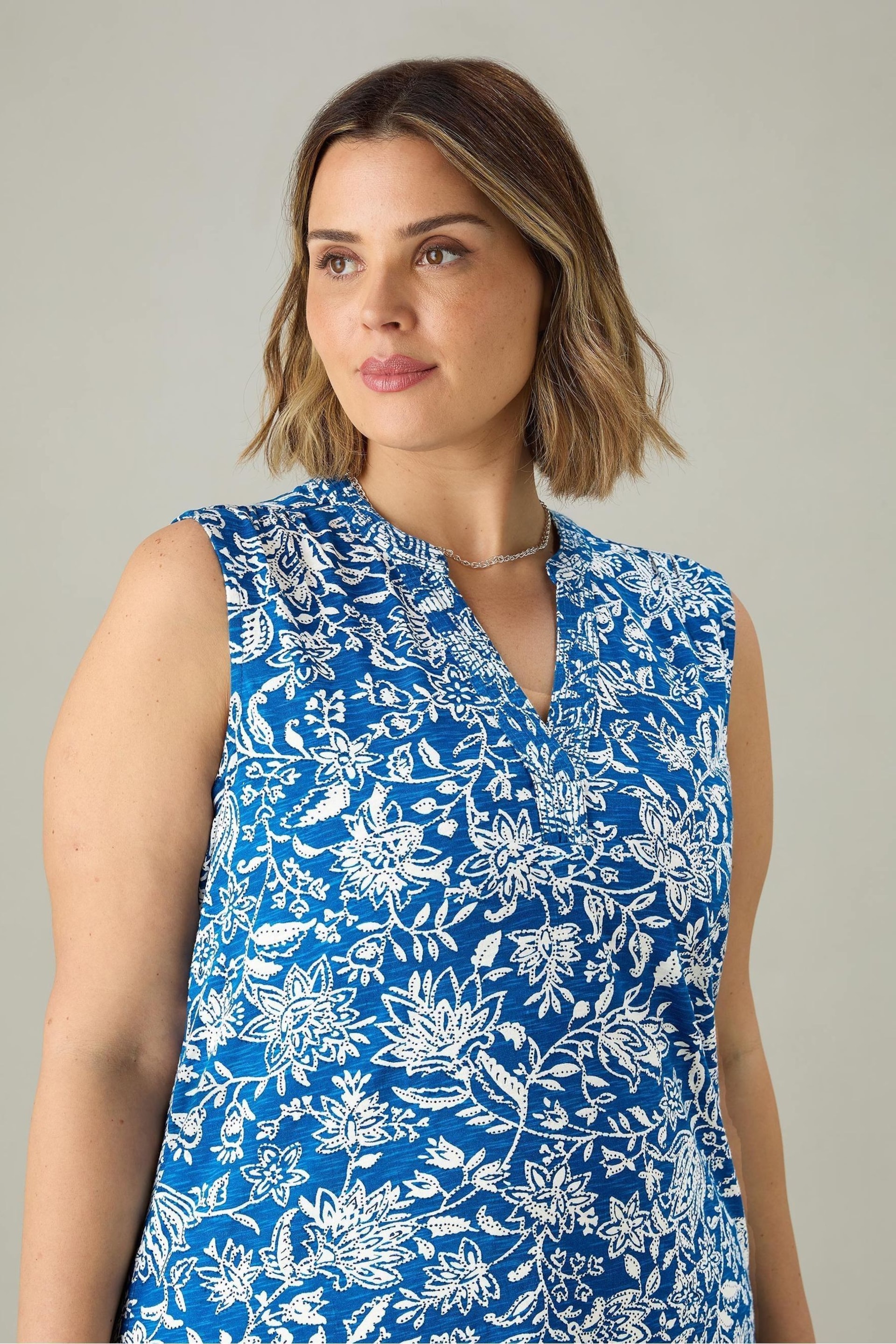Live Unlimited Curve Blue Paisley V-Neck Tunic - Image 2 of 3