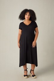 Live Unlimited Curve Jersey V-Neck Midaxi Black Dress - Image 1 of 3