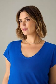 Live Unlimited Curve Blue Cotton Slub Scoop Neck T-Shirt - Image 2 of 4