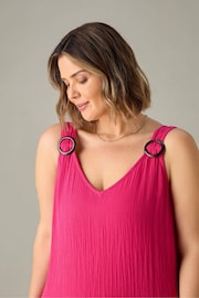 Live Unlimited Pink Cotton Crinkle Ring Dress - Image 3 of 8