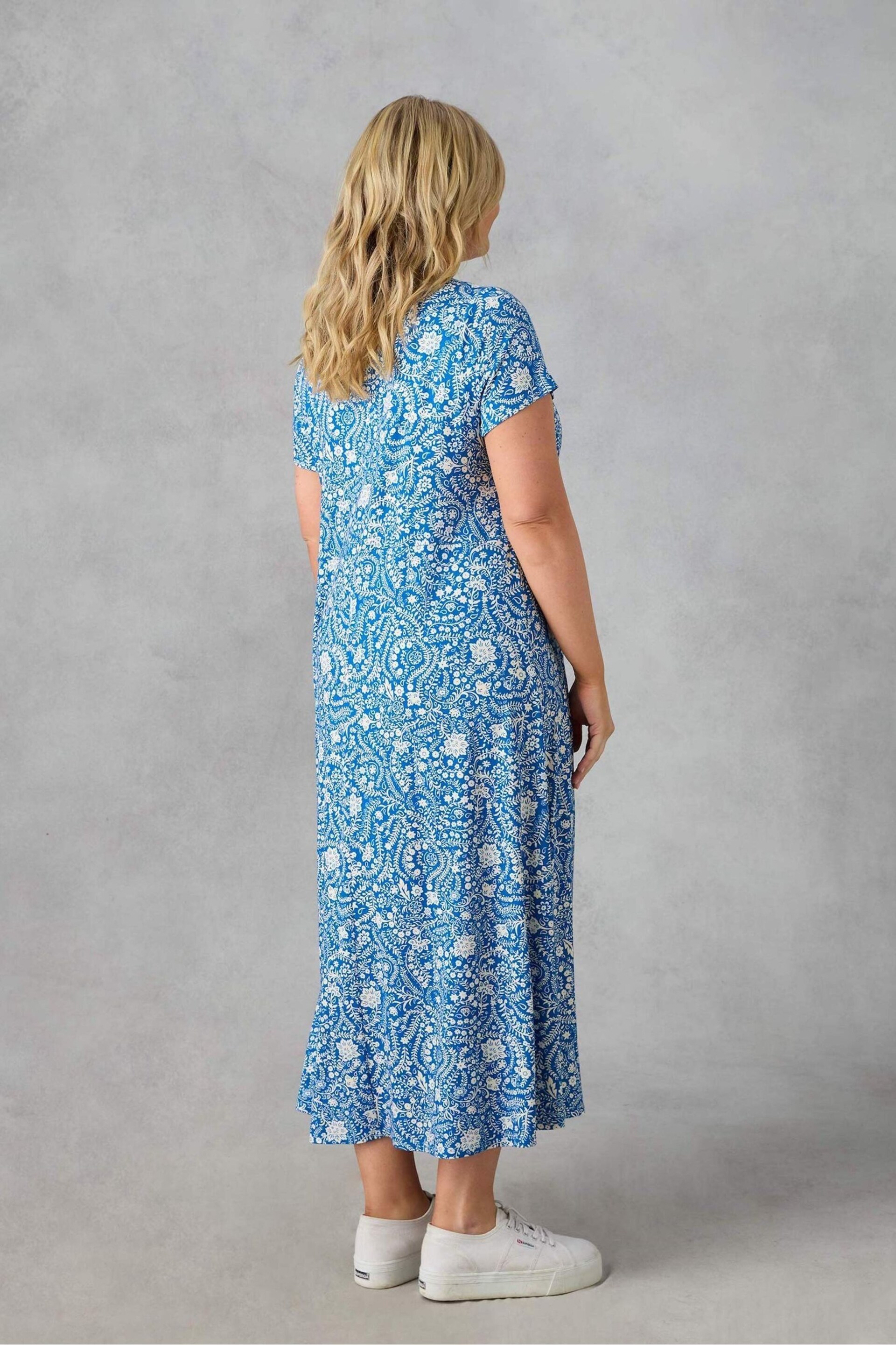 Live Unlimited Curve Blue Paisley Jersey Midi Dress - Image 4 of 5