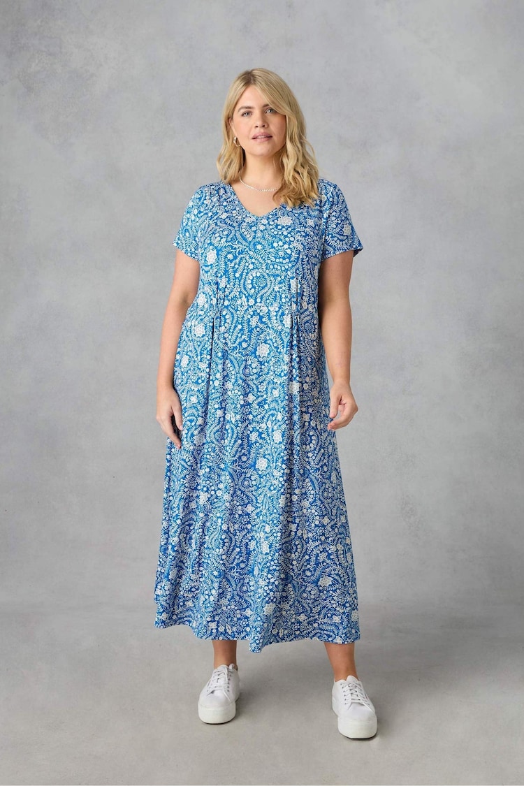 Live Unlimited Blue Curve Petite Paisley Jersey Midi Dress - Image 2 of 5