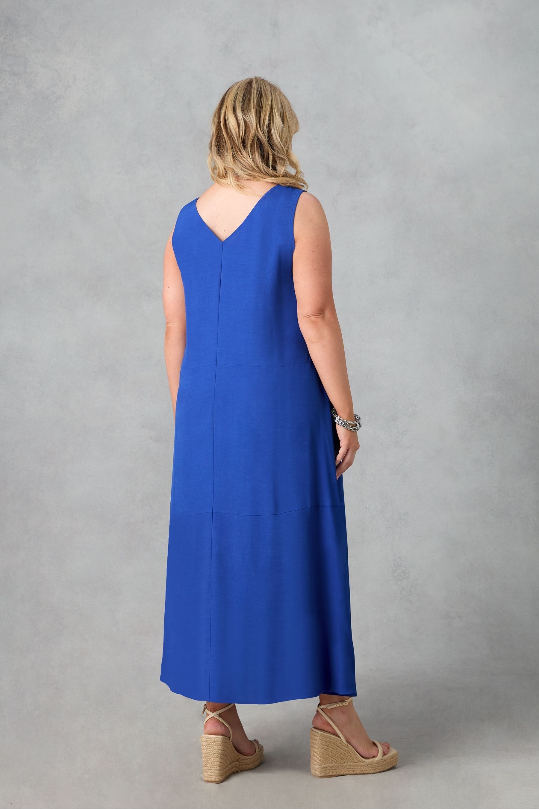 Buy Live Unlimited Blue Curve Print V Neck Maxi Swing Dress from Next Luxembourg
