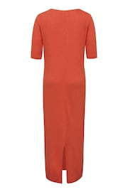 Celtic & Co. Orange Linen Cotton V-Neck Midi Dress - Image 2 of 4