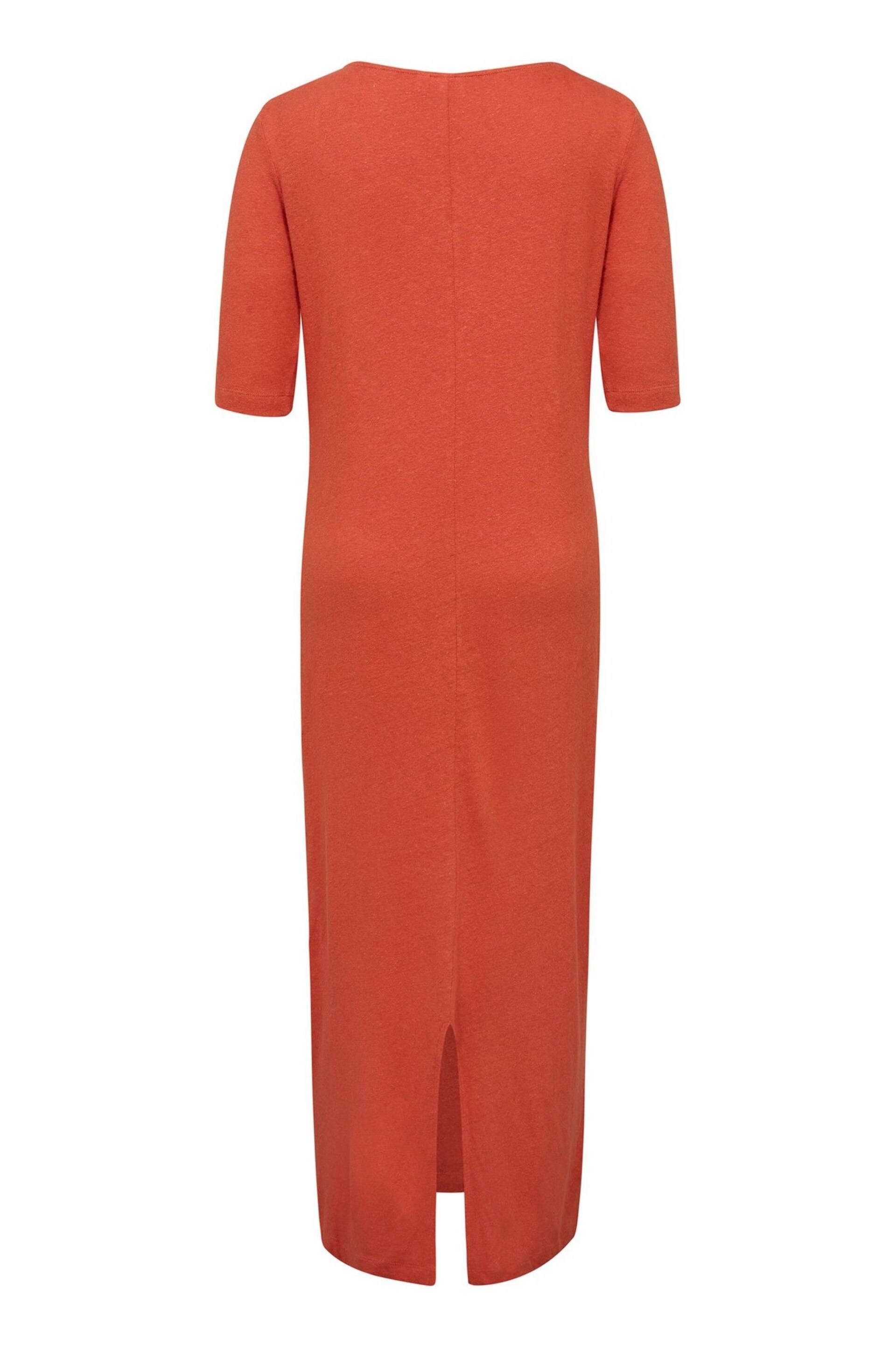 Celtic & Co. Orange Linen Cotton V-Neck Midi Dress - Image 2 of 4