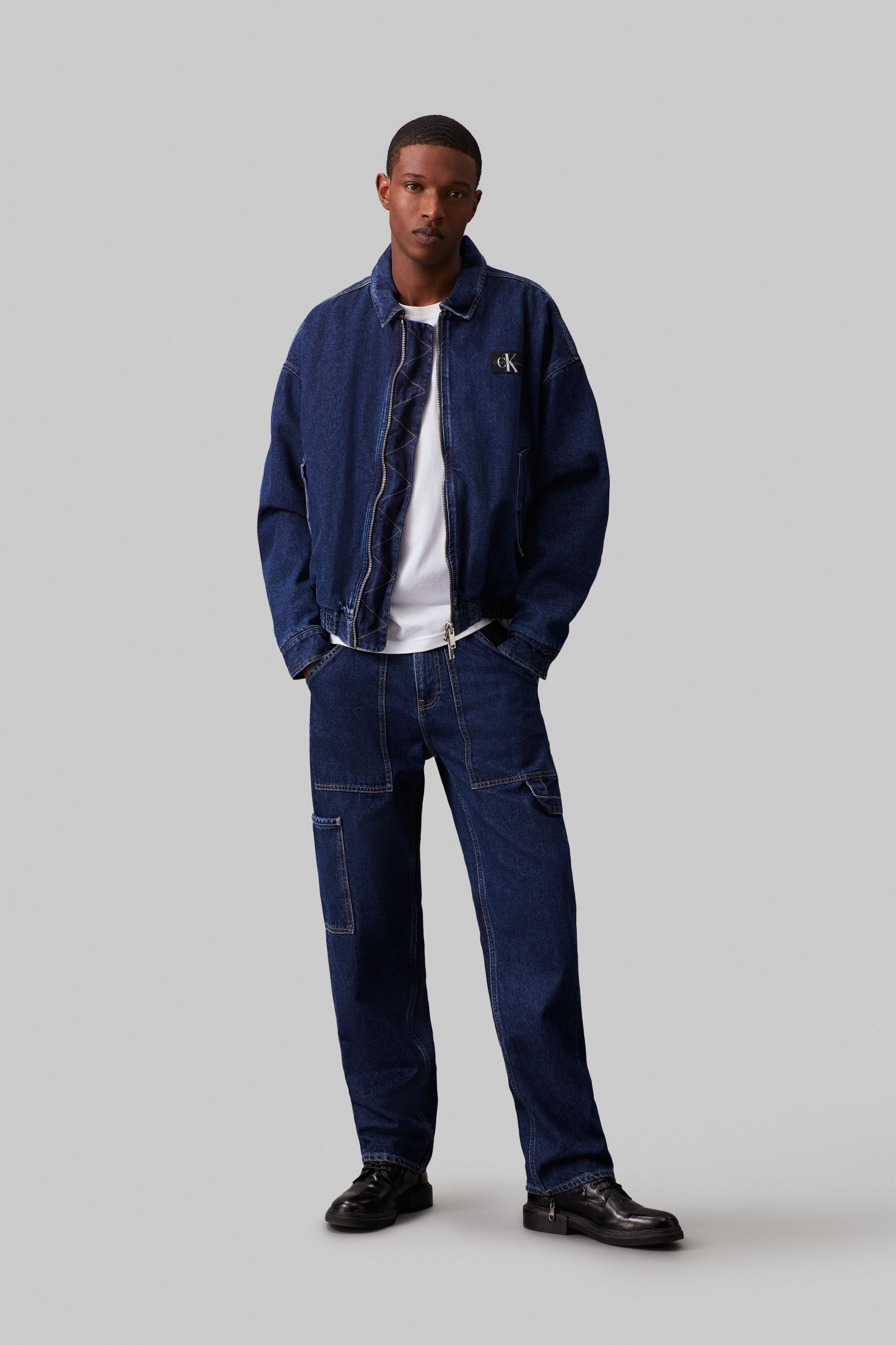 Buy Calvin Klein Jeans Blue Denim Bomber Jacket from Next Luxembourg
