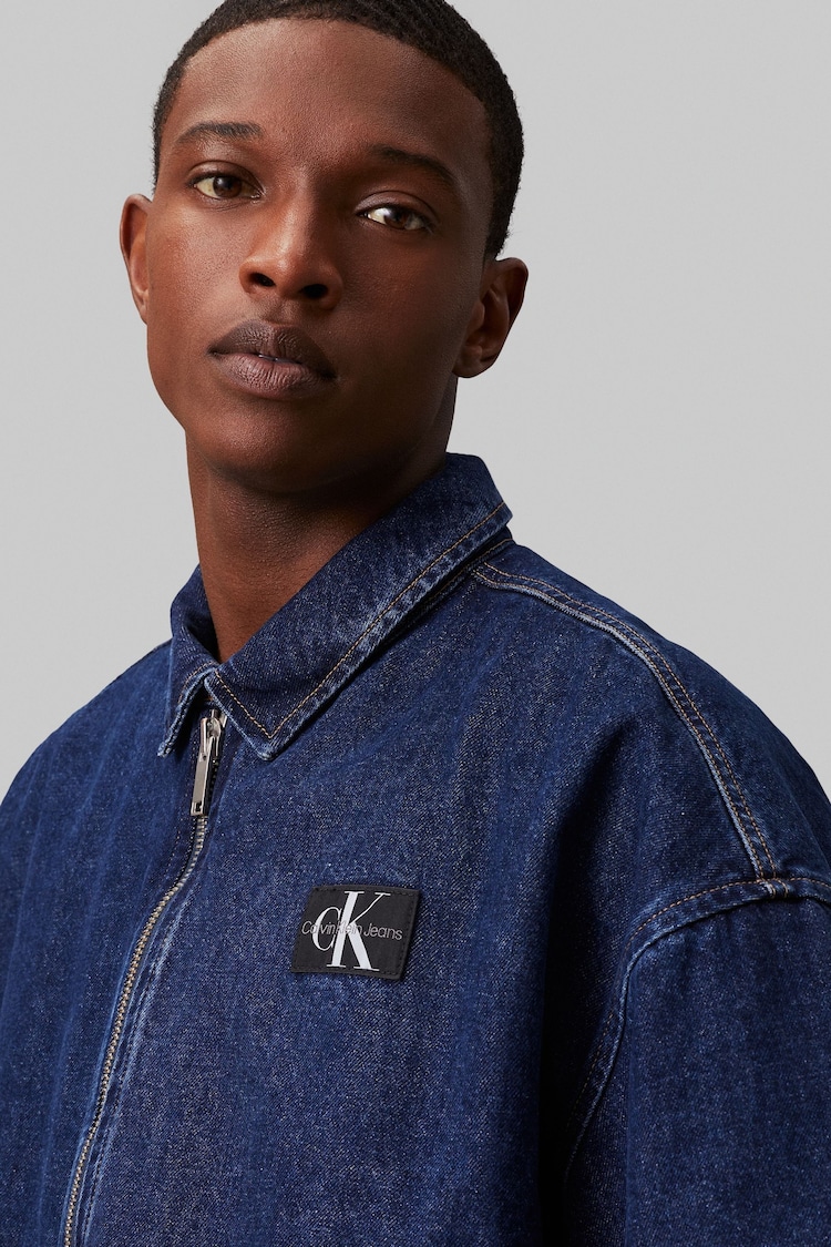 Calvin Klein Jeans Blue Denim Bomber Jacket - Image 2 of 5