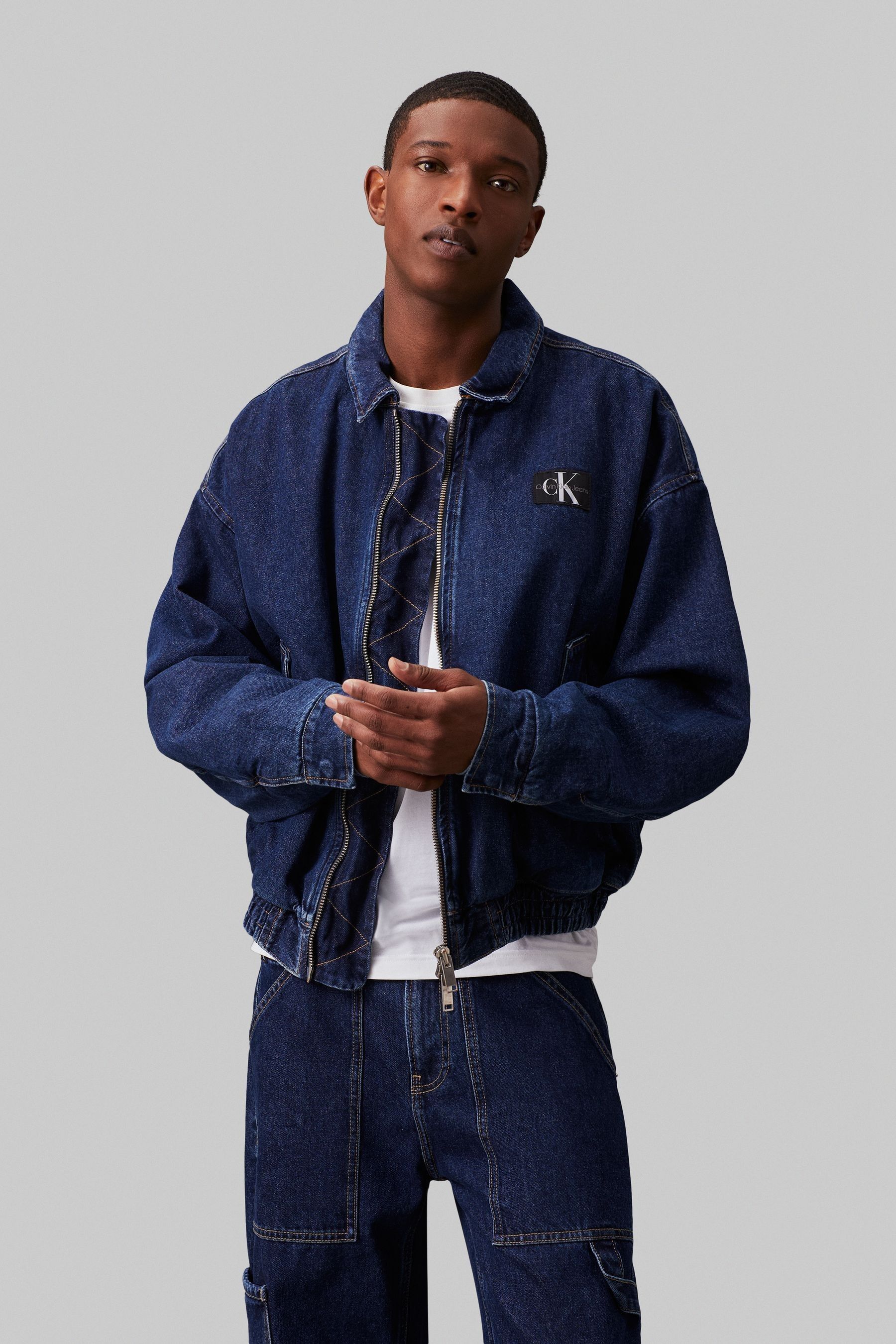 Buy Calvin Klein Jeans Blue Denim Bomber Jacket from Next Luxembourg