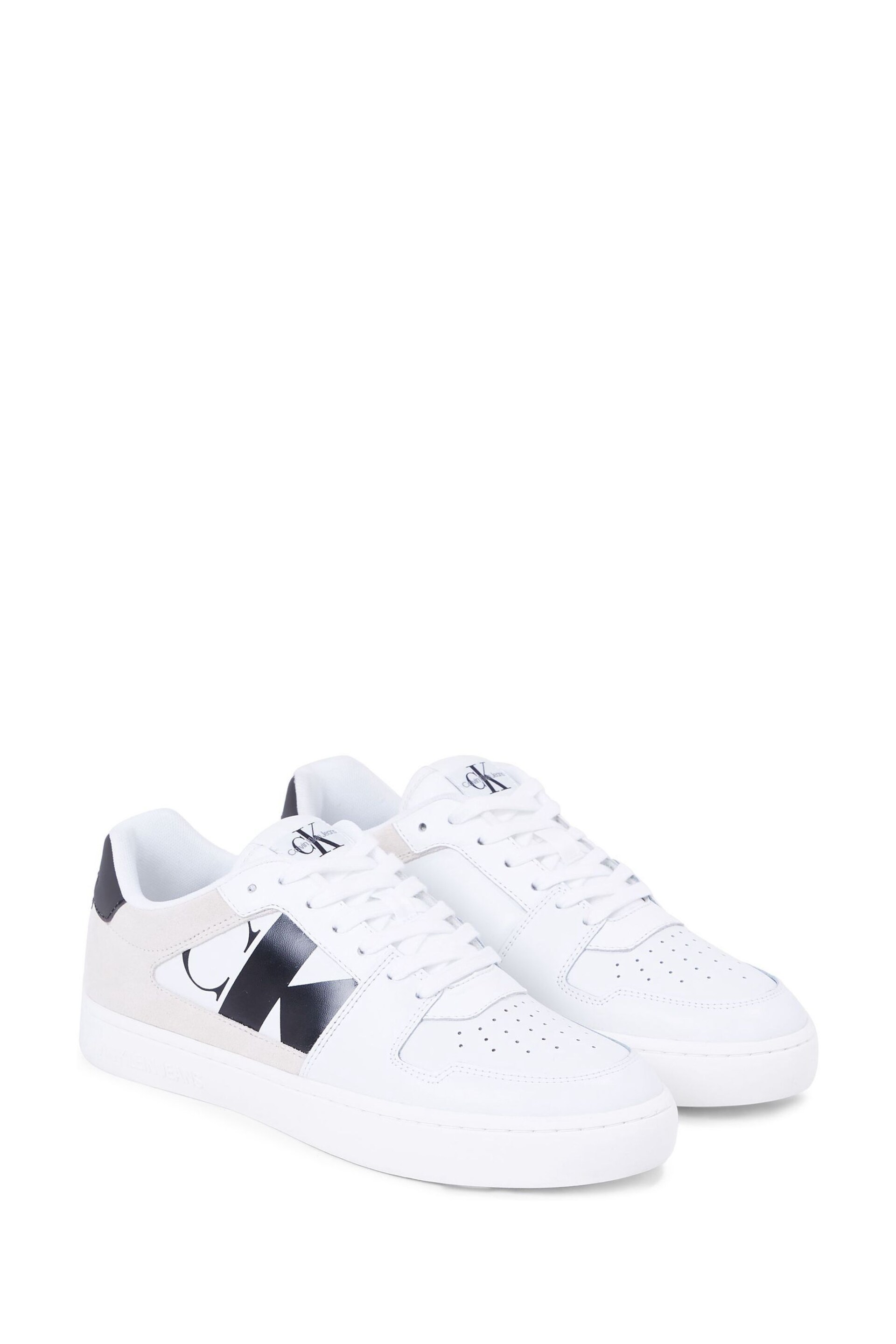 Calvin Klein White Classic Cupsole Low Lace-Up Trainers - Image 1 of 4