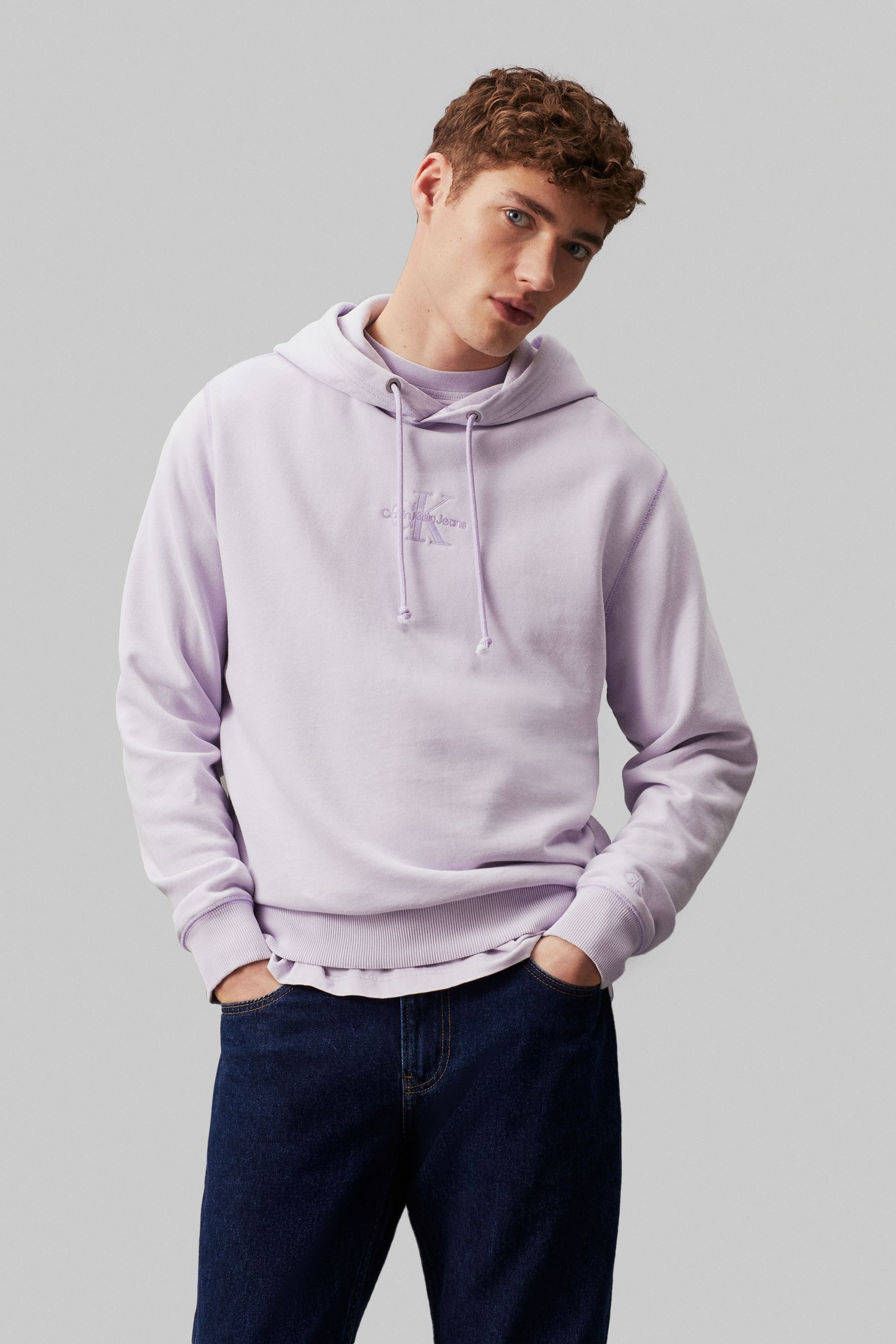 Buy Calvin Klein Jeans Purple Washed Monologo 100 Cotton Hoodie from the Next UK online shop
