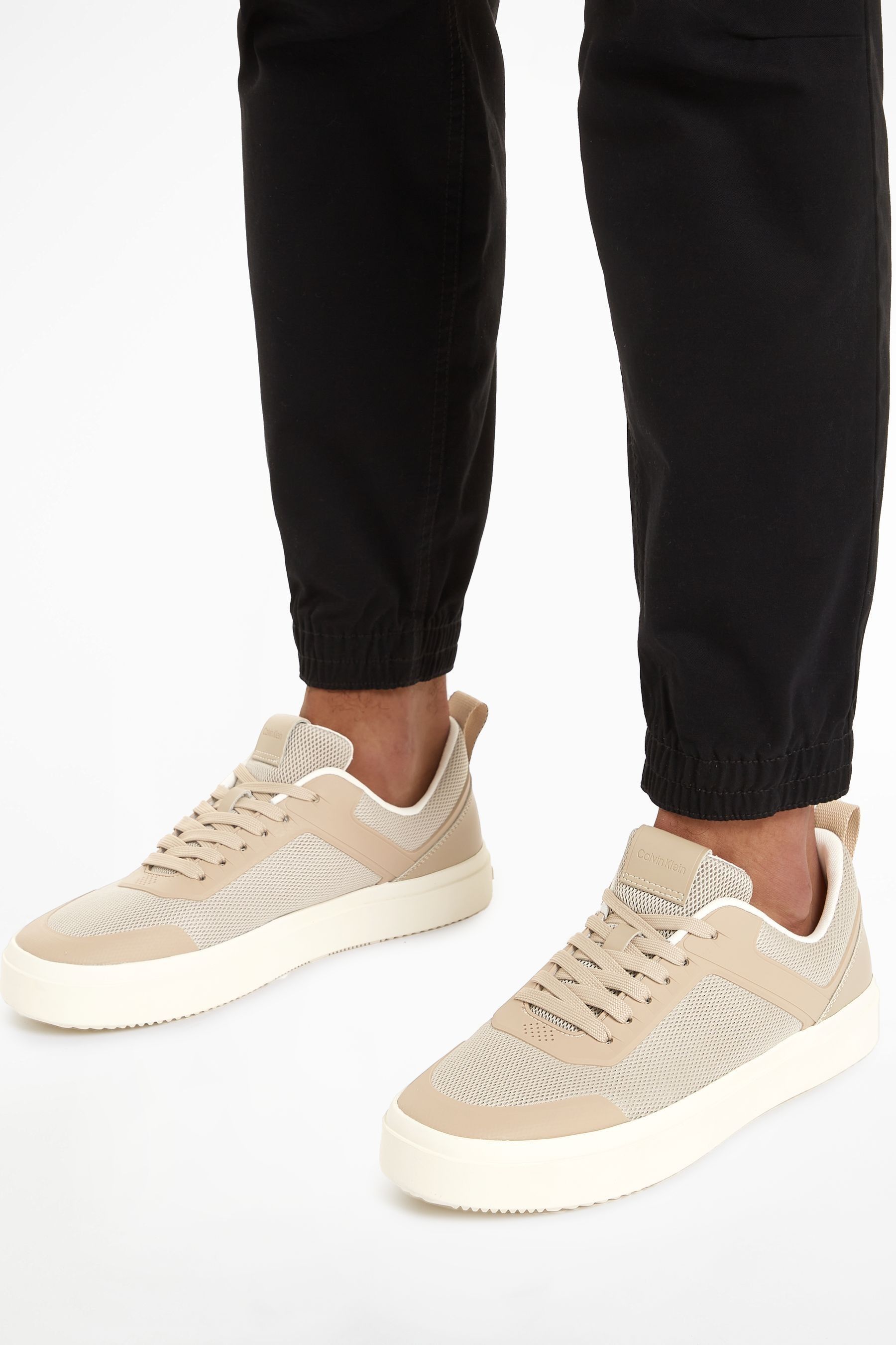 Calvin Klein Grey Low Top Lace Up Knit Trainers