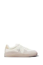 Calvin Klein White/Aqua Blue Classic Cupsole Low Lace-Up Trainers - Image 1 of 5
