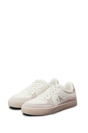 Calvin Klein White/Aqua Blue Classic Cupsole Low Lace-Up Trainers - Image 3 of 5