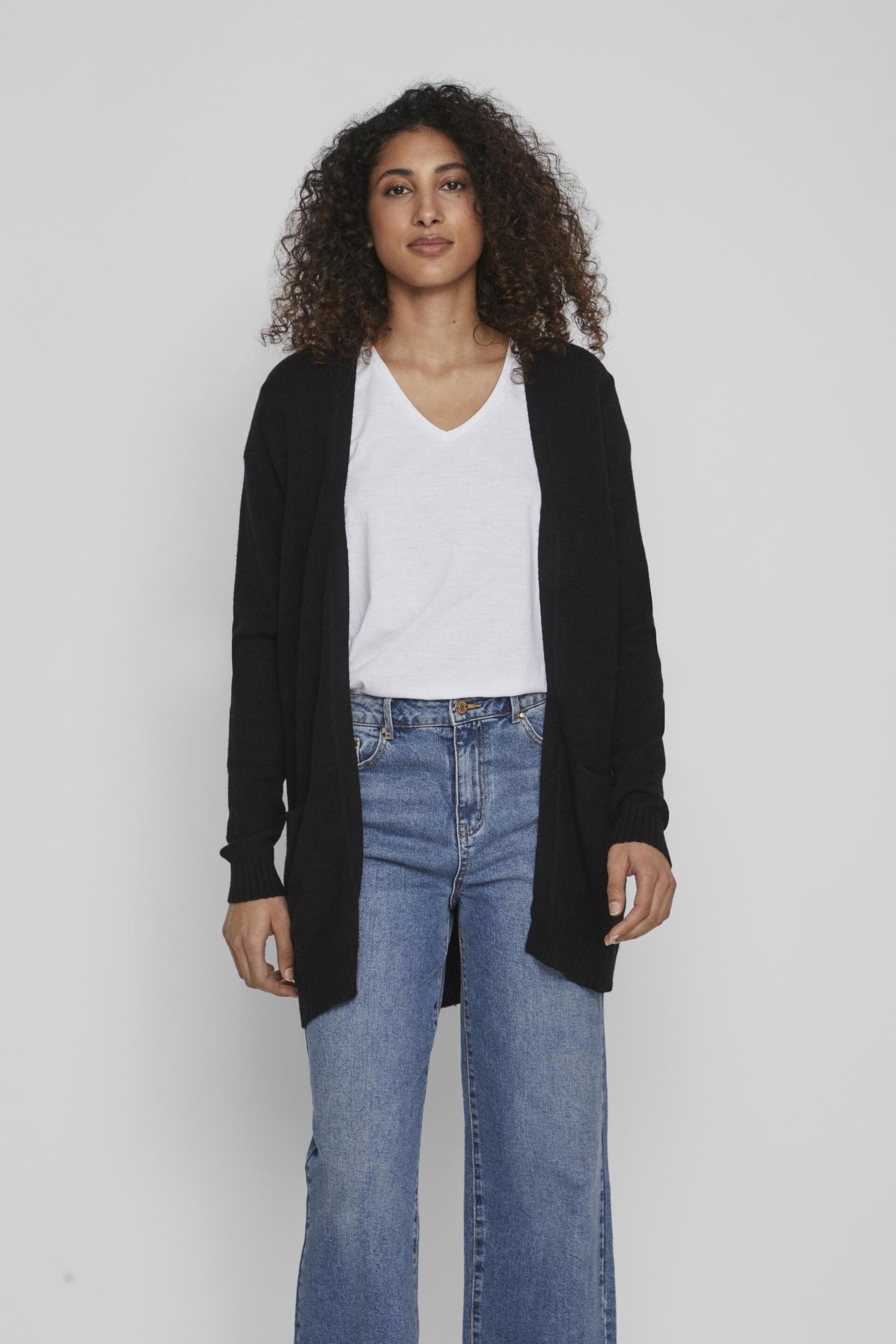 VILA Black Long Sleeve Knit Cardigan - Image 1 of 5