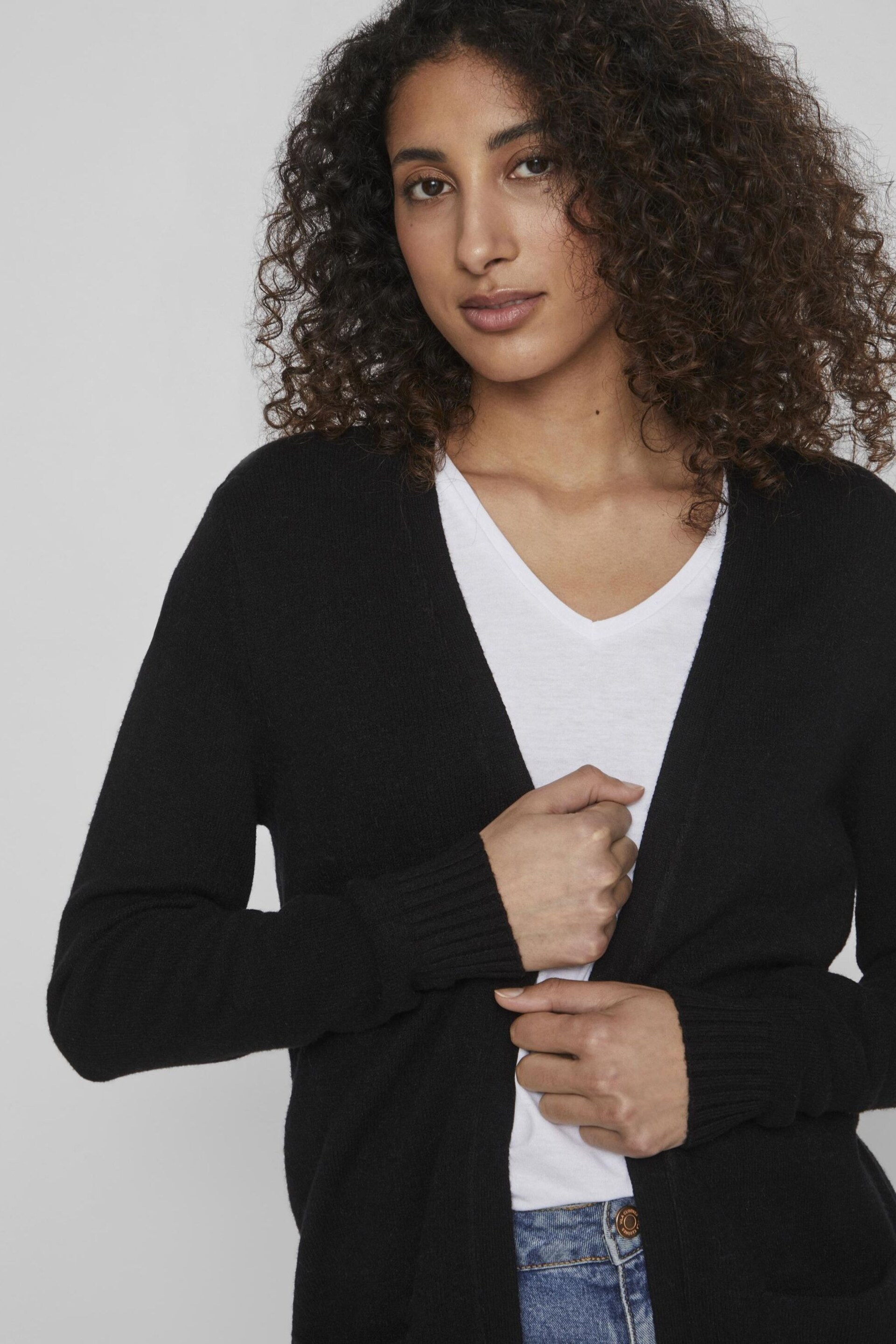 VILA Black Long Sleeve Knit Cardigan - Image 3 of 5