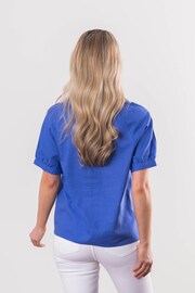 Lakeland Leather Blue Clothing Victoria Short Sleeve Linen Blend Blouse - Image 3 of 7