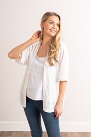 Lakeland Leather Clothing Kimmy Pointelle 3/4 Sleeve White Cardigan - Image 1 of 6