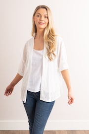 Lakeland Leather Clothing Kimmy Pointelle 3/4 Sleeve White Cardigan - Image 5 of 6