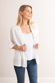 Lakeland Leather Clothing Kimmy Pointelle 3/4 Sleeve White Cardigan - Image 6 of 6